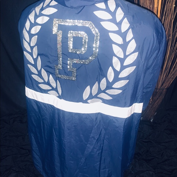 Victoria Secret Pink Windbreaker Bling Anorak Hoodie Jacket Coat Sequence New M - Picture 13 of 14